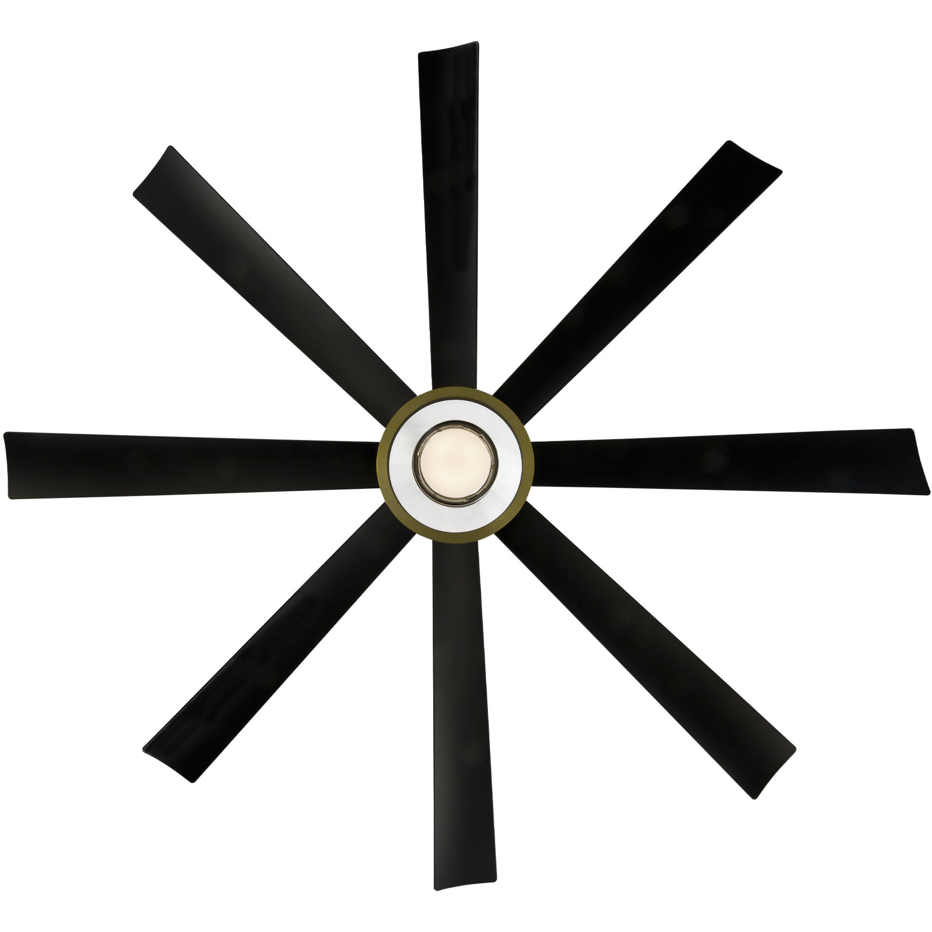 Aura 72 inch Soft Brass and Matte Black with Matte Black Blades Downrod Ceiling Fan in Soft Brass Matte Black