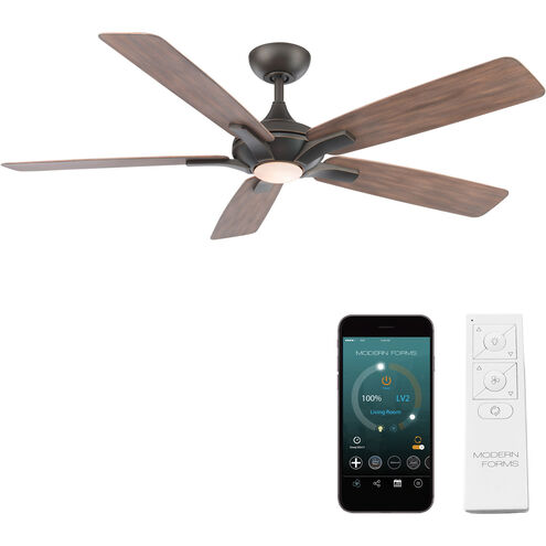 Mykonos 5 60 inch Oil Rubbed Bronze and Barn Wood with Barn Wood Blades Downrod Ceiling Fan in 3000K, Oil Rubbed Bronze Barn Wood