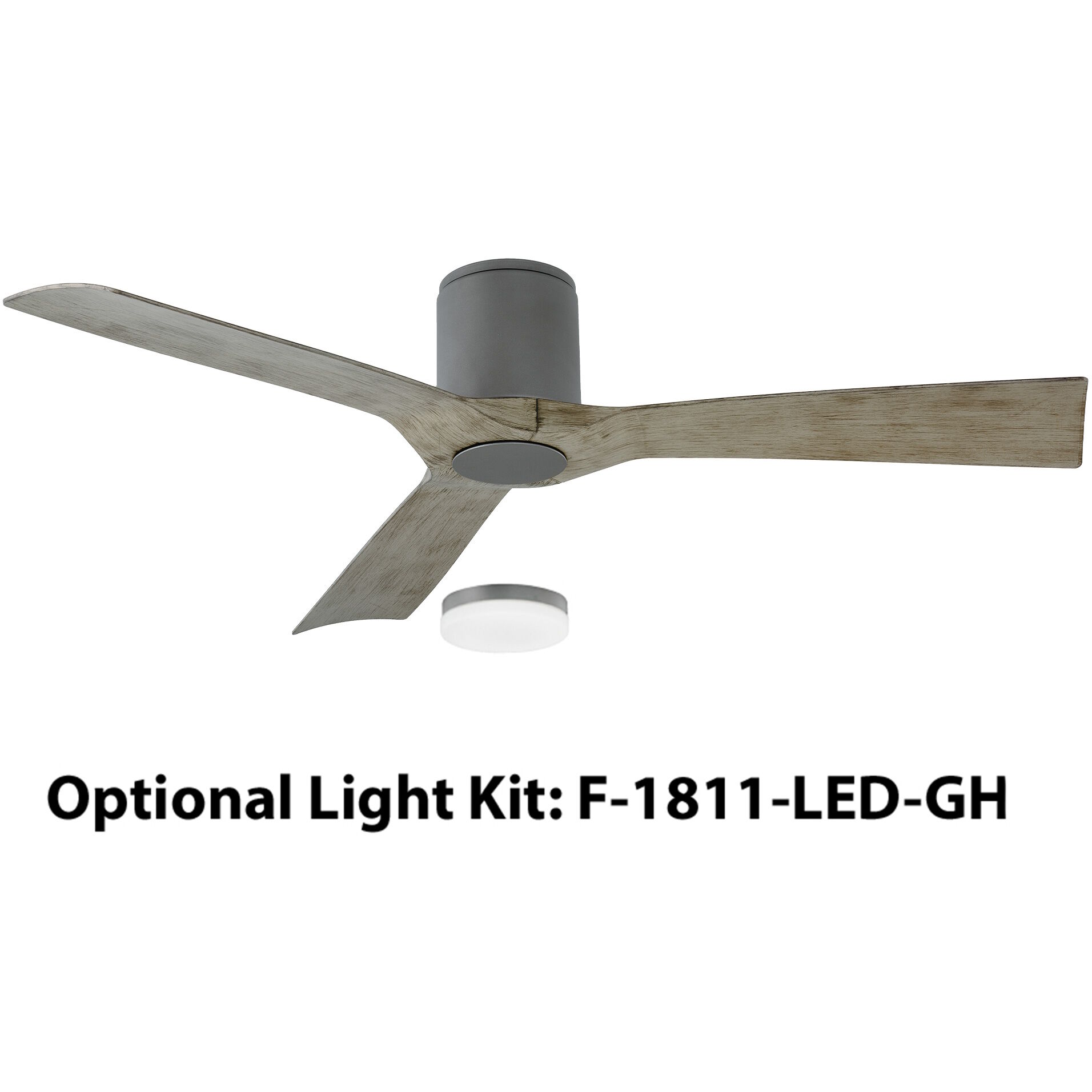 Aviator 54 inch Graphite and Weathered Gray with Weathered Gray Blades Flush Mount Ceiling Fan in Graphite Weathered Gray, Flush Mounted, Smart Ceiling Fan