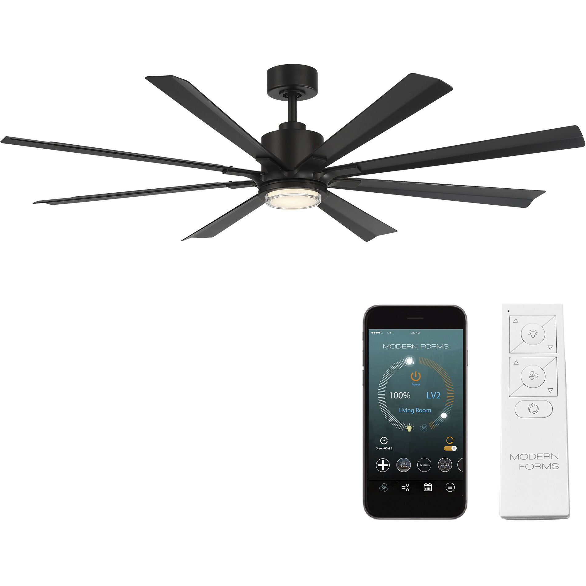 Size Matters 65 inch Matte Black Downrod Ceiling Fan