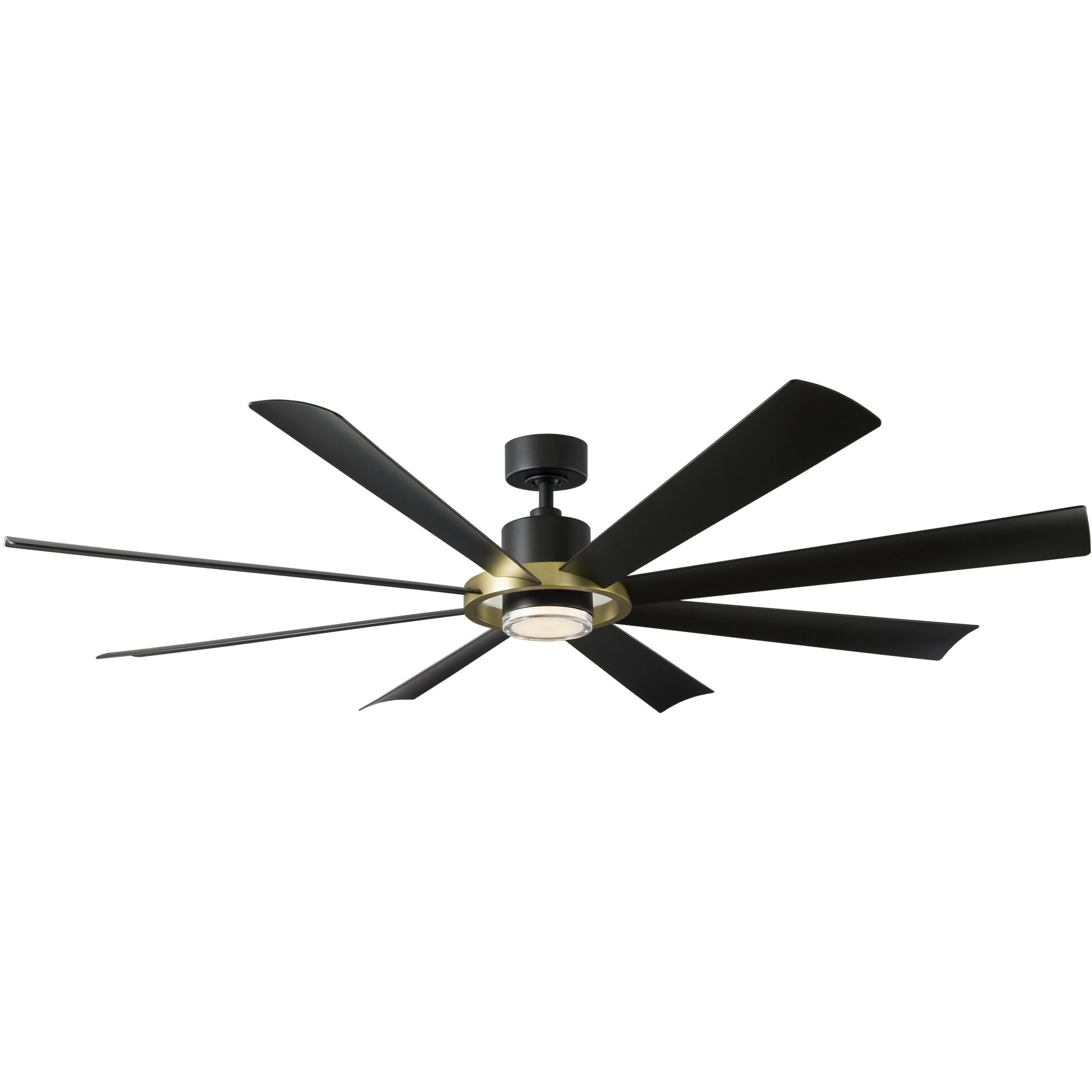 Aura 72 inch Soft Brass and Matte Black with Matte Black Blades Downrod Ceiling Fan in Soft Brass Matte Black