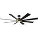 Aura 72 inch Soft Brass and Matte Black with Matte Black Blades Downrod Ceiling Fan in Soft Brass Matte Black
