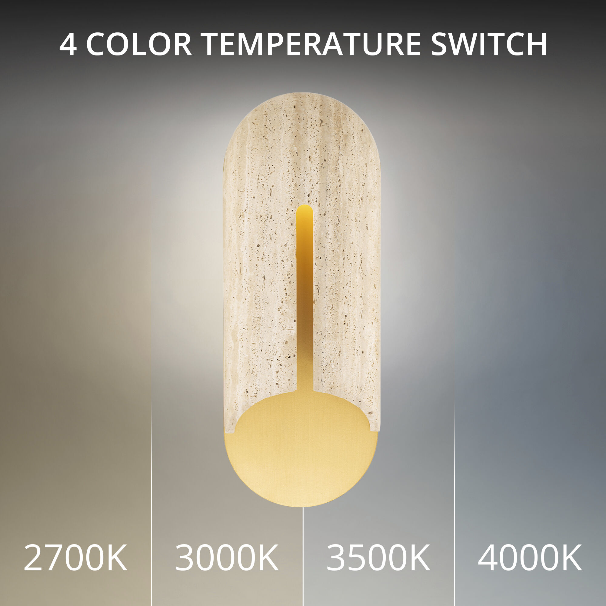 Clog LED 22 inch Beige Travertine and Aged Brass Outdoor Wall Lighting in 4000K