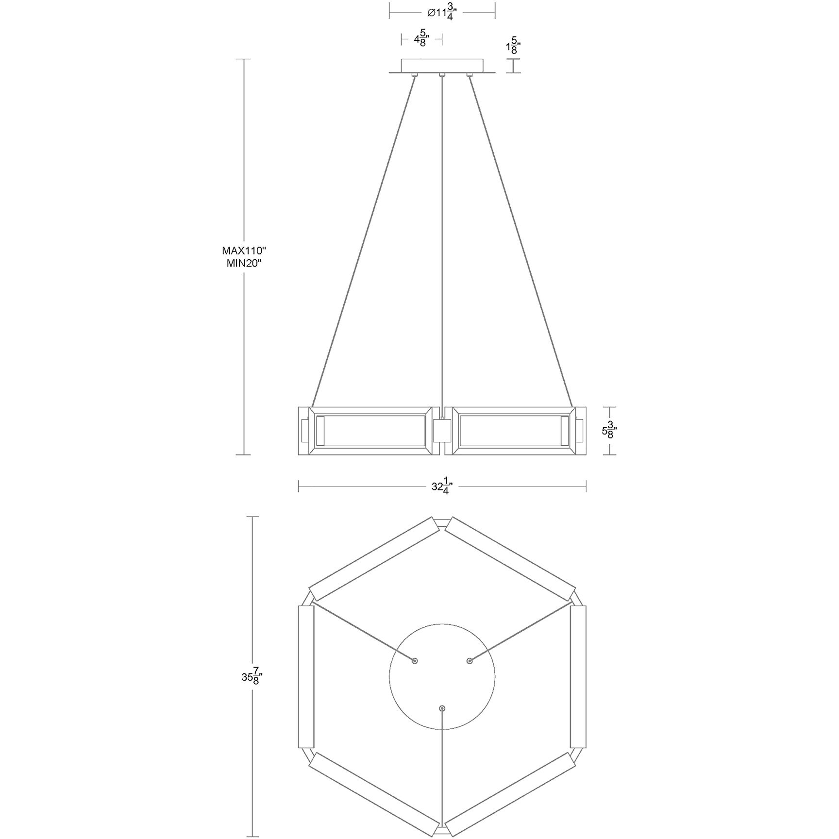 Mies LED 35 inch Aged Brass Chandelier Ceiling Light in 35in.