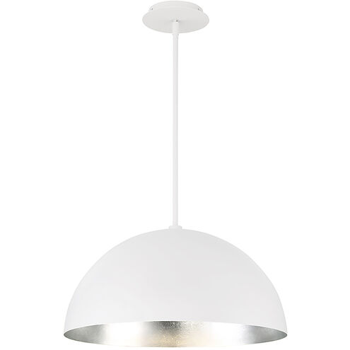 Yolo LED 19.62 inch White Silver Leaf Pendant Ceiling Light in 18in.