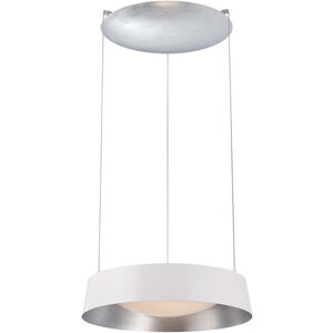 Gilt LED 18 inch White Silver Leaf Chandelier Ceiling Light in Opulent Textured Silver Aluminum