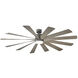 Windflower 80 inch Graphite and Weathered Gray with Weathered Gray Blades Downrod Ceiling Fan in 3500K, Graphite Weathered Gray