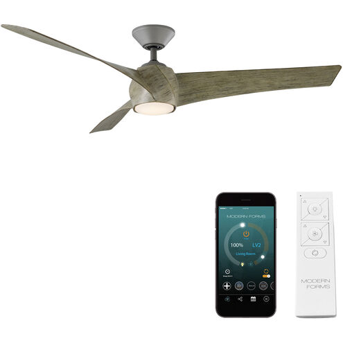 Twirl 58 inch Graphite Weathered Wood with Weathered Wood Blades Downrod Ceiling Fan in 3500K