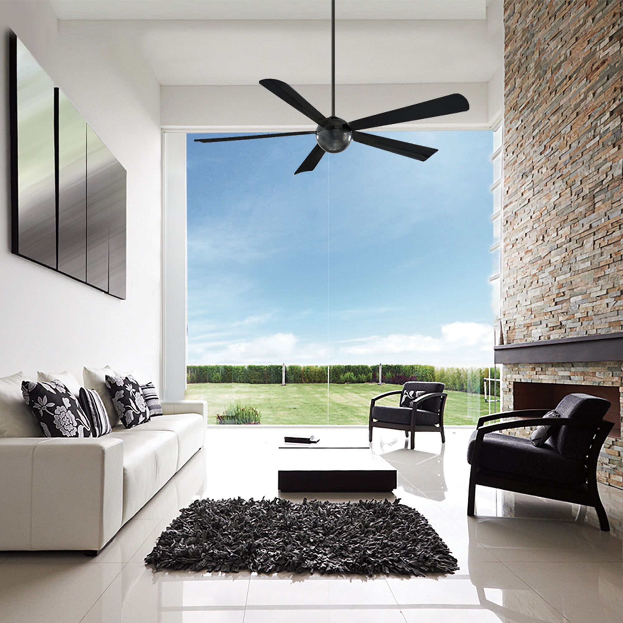 Orb 82 inch Carbon Fiber Ceiling Fan in 3500K