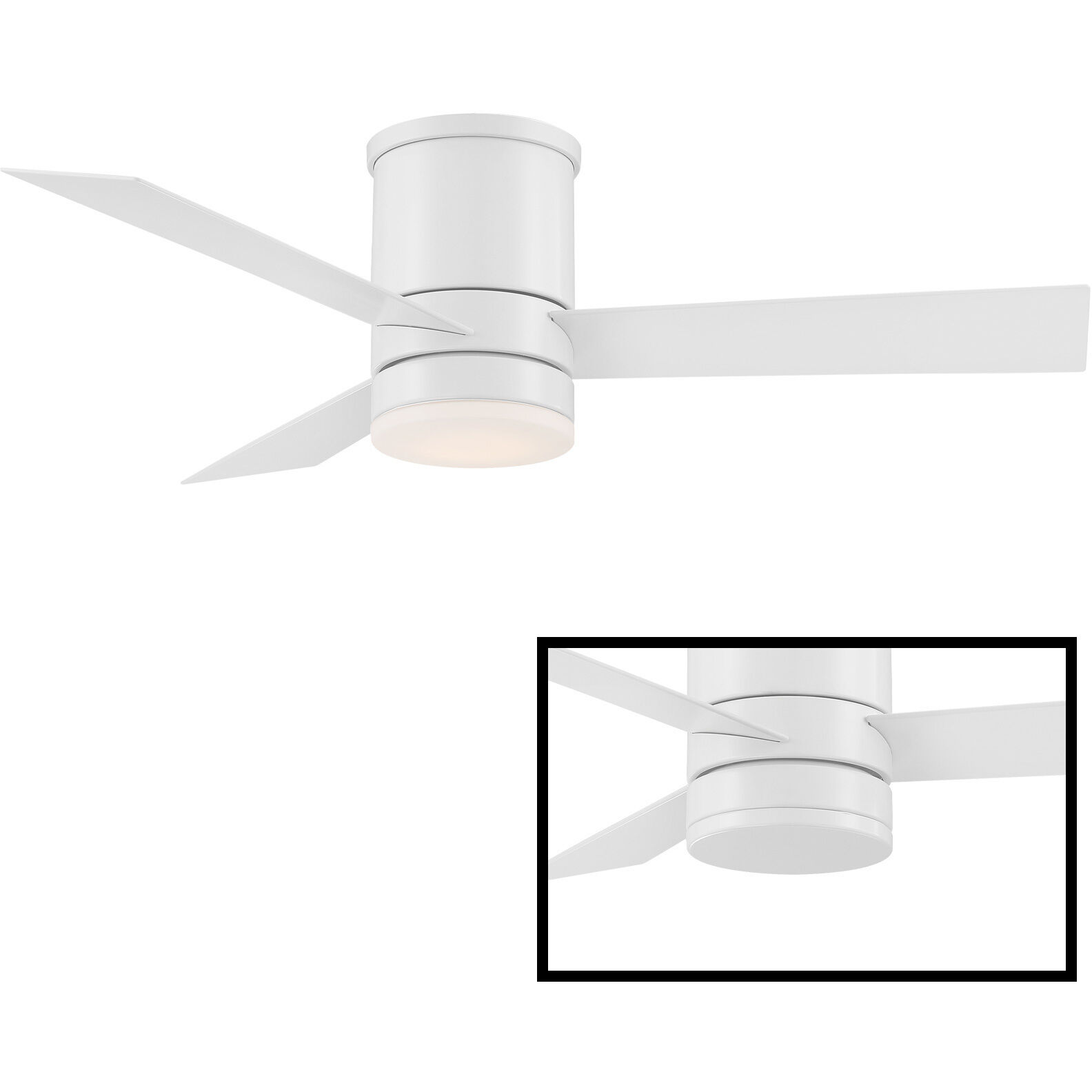 Axis 44 inch Matte White Flush Mount Ceiling Fan in 3000K