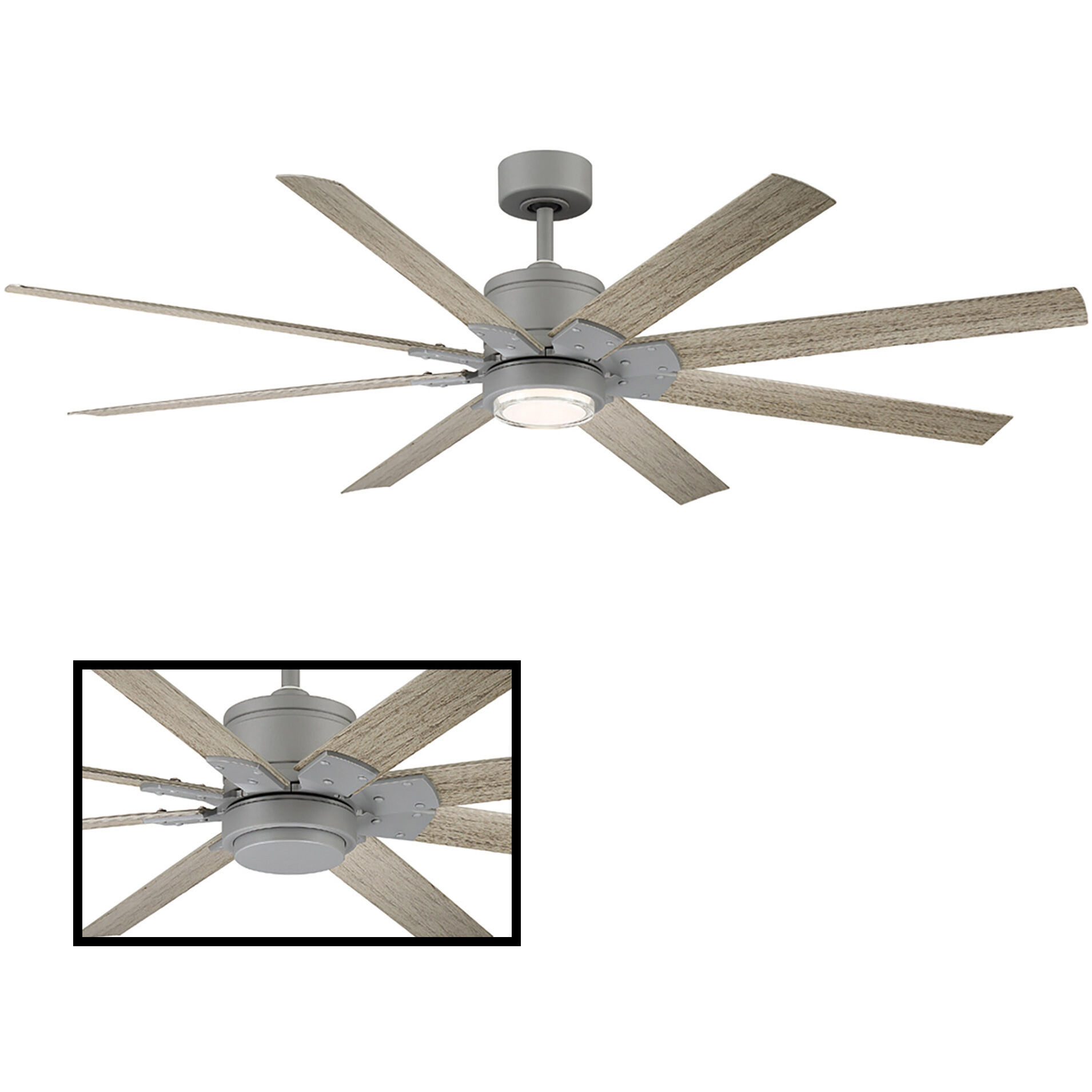Renegade 66 inch Graphite and Weathered Wood with Weathered Wood Blades Downrod Ceiling Fan in 2700K, Graphite Weathered Wood