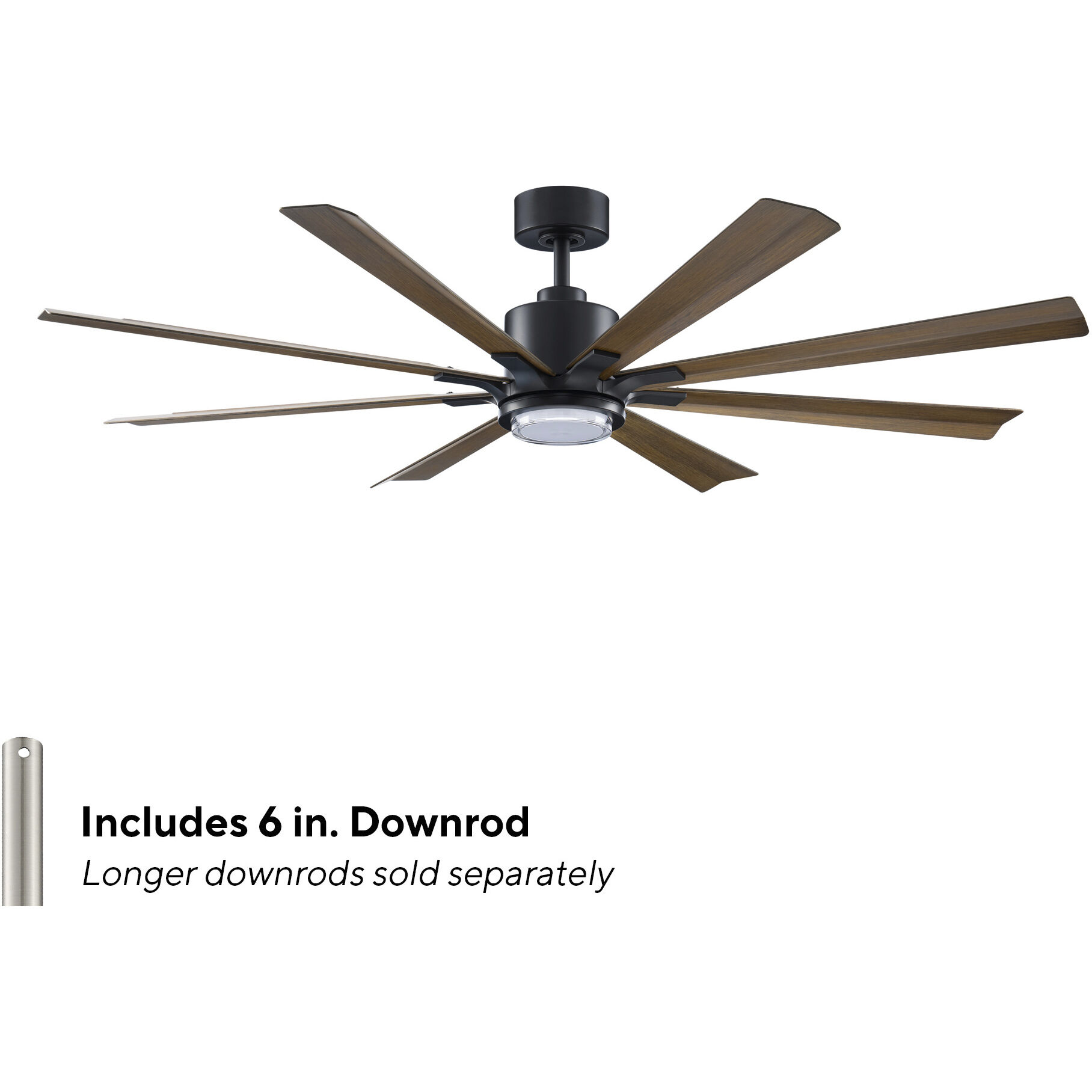 Size Matters 65 inch Matte Black Distressed Koa with Distressed Koa Blades Ceiling Fan