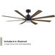 Size Matters 65 inch Matte Black Distressed Koa with Distressed Koa Blades Ceiling Fan
