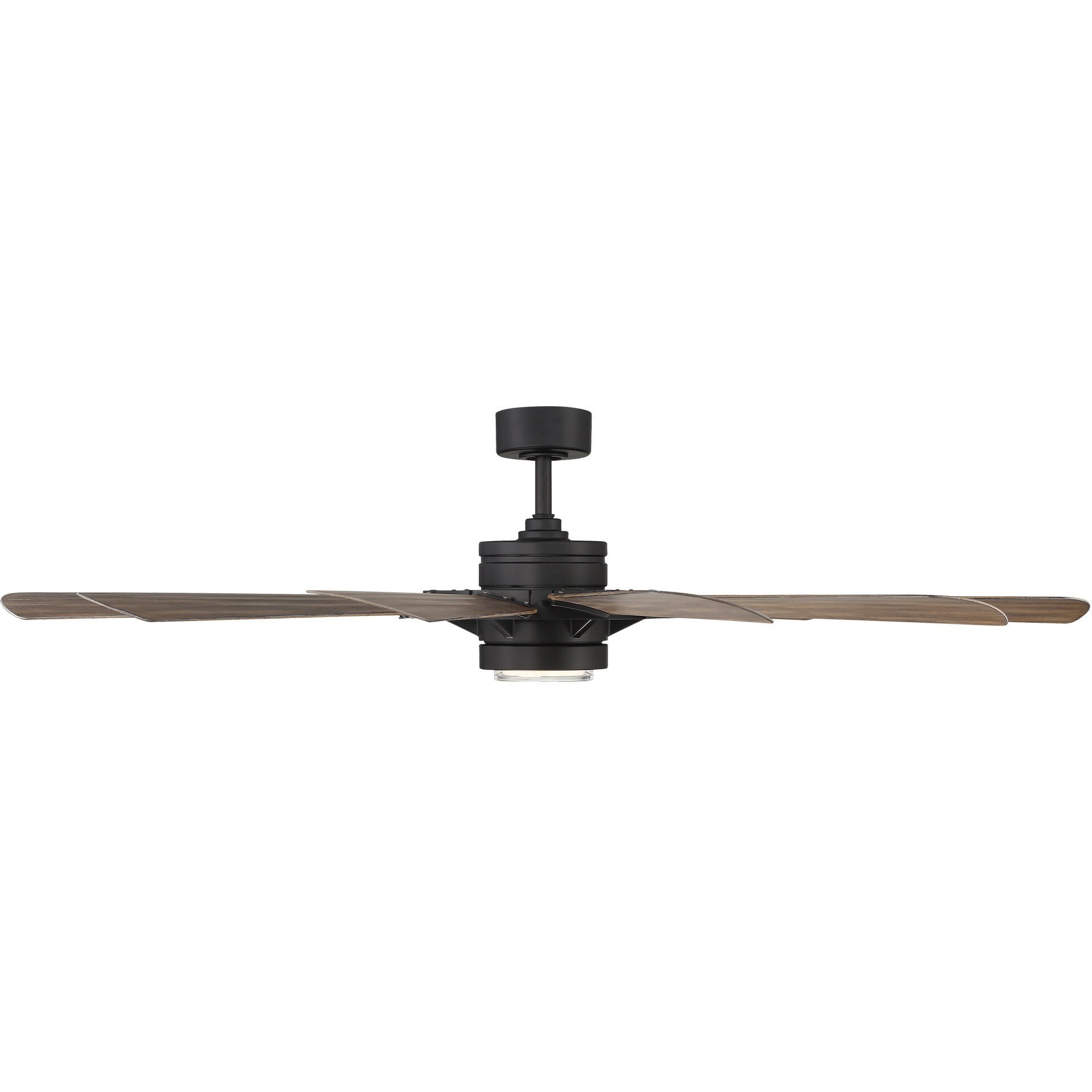 Wyndmill 65 inch Matte Black and Barn Wood with Barn Wood Blades Downrod Ceiling Fan in 3000K, Matte Black Barn Wood