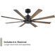Size Matters 56 inch Matte Black Distressed Koa with Distressed Koa Blades Ceiling Fan