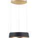 Gilt LED 18 inch Black Gold Leaf Chandelier Ceiling Light in Opulent Textured Gold Leaf Aluminum