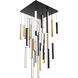 Chaos LED 36 inch Black and Aged Brass Multi-Light Pendant Ceiling Light