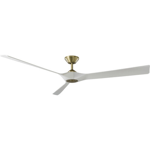 Torque 70 inch Soft Brass Matte White with Matte White Blades Downrod Ceiling Fan in Soft Brass and Matte White