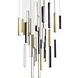 Chaos LED 36 inch Black and Aged Brass Multi-Light Pendant Ceiling Light
