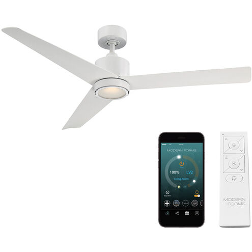 Lotus 54 inch Matte White Downrod Ceiling Fan in 2700K