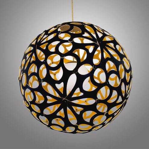 Groovy LED 36 inch Black-Gold Brushed Nickel Pendant Ceiling Light in 48in., Black and Gold