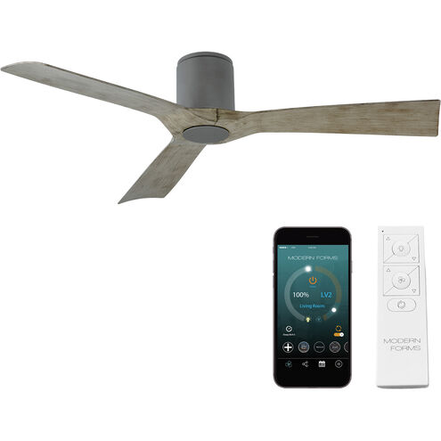 Aviator 54 inch Graphite and Weathered Gray with Weathered Gray Blades Flush Mount Ceiling Fan in Graphite Weathered Gray, Flush Mounted, Smart Ceiling Fan