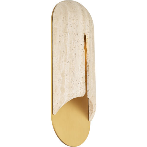 Clog LED 22 inch Beige Travertine and Aged Brass Outdoor Wall Lighting in 4000K