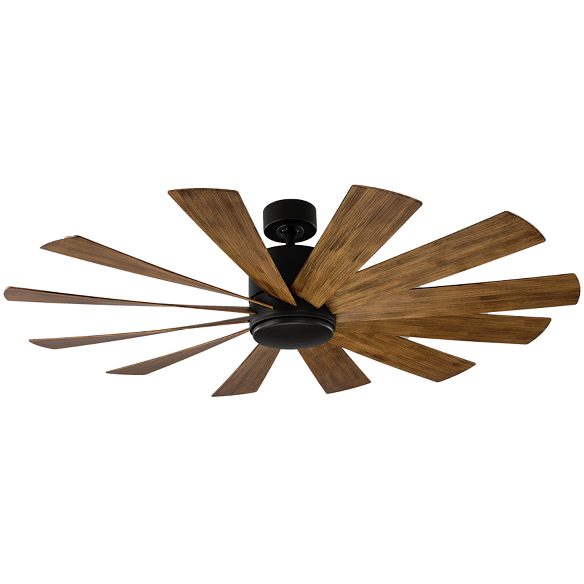Windflower 60 inch Matte Black and Distressed Koa with Distressed Koa Blades Downrod Ceiling Fan in 3000K, Matte Black Distressed Koa, Smart Ceiling Fan