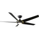 Lucid 62 inch Soft Brass and Matte Black with Matte Black Blades Downrod Ceiling Fan in 3500K, Soft Brass Matte Black