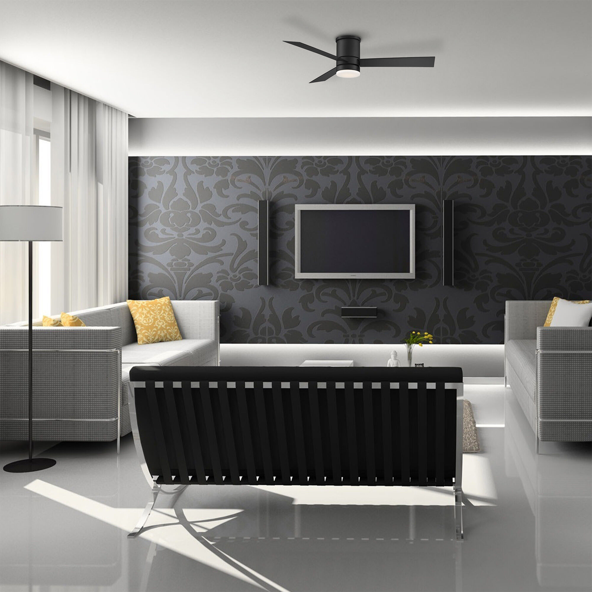 Axis 52 inch Bronze Flush Mount Ceiling Fan in 3500K