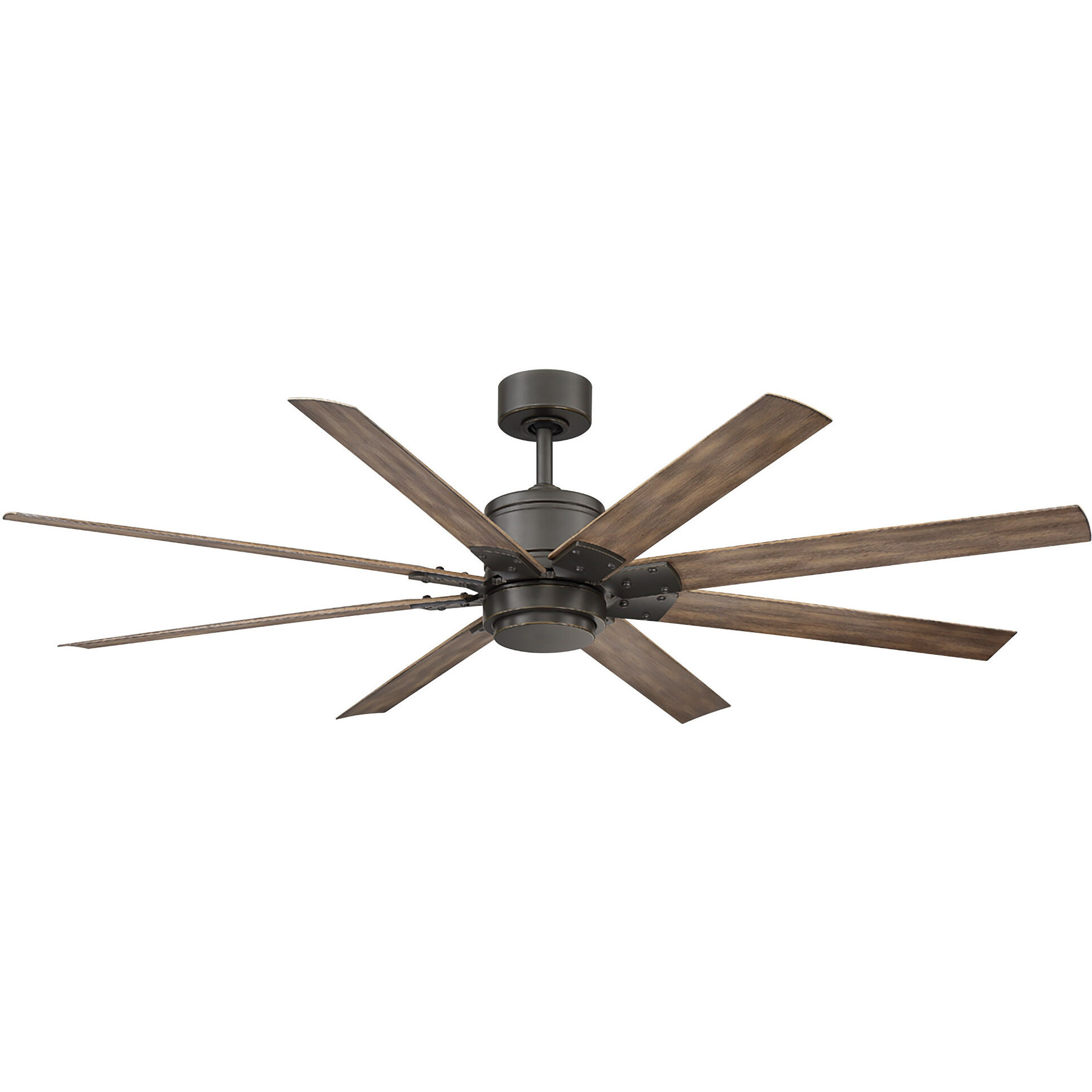 Renegade 66 inch Oil Rubbed Bronze and Barn Wood with Barn Wood Blades Downrod Ceiling Fan in 3000K, Oil Rubbed Bronze Barn Wood, Smart Ceiling Fan