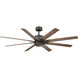 Renegade 66 inch Oil Rubbed Bronze and Barn Wood with Barn Wood Blades Downrod Ceiling Fan in 3000K, Oil Rubbed Bronze Barn Wood, Smart Ceiling Fan