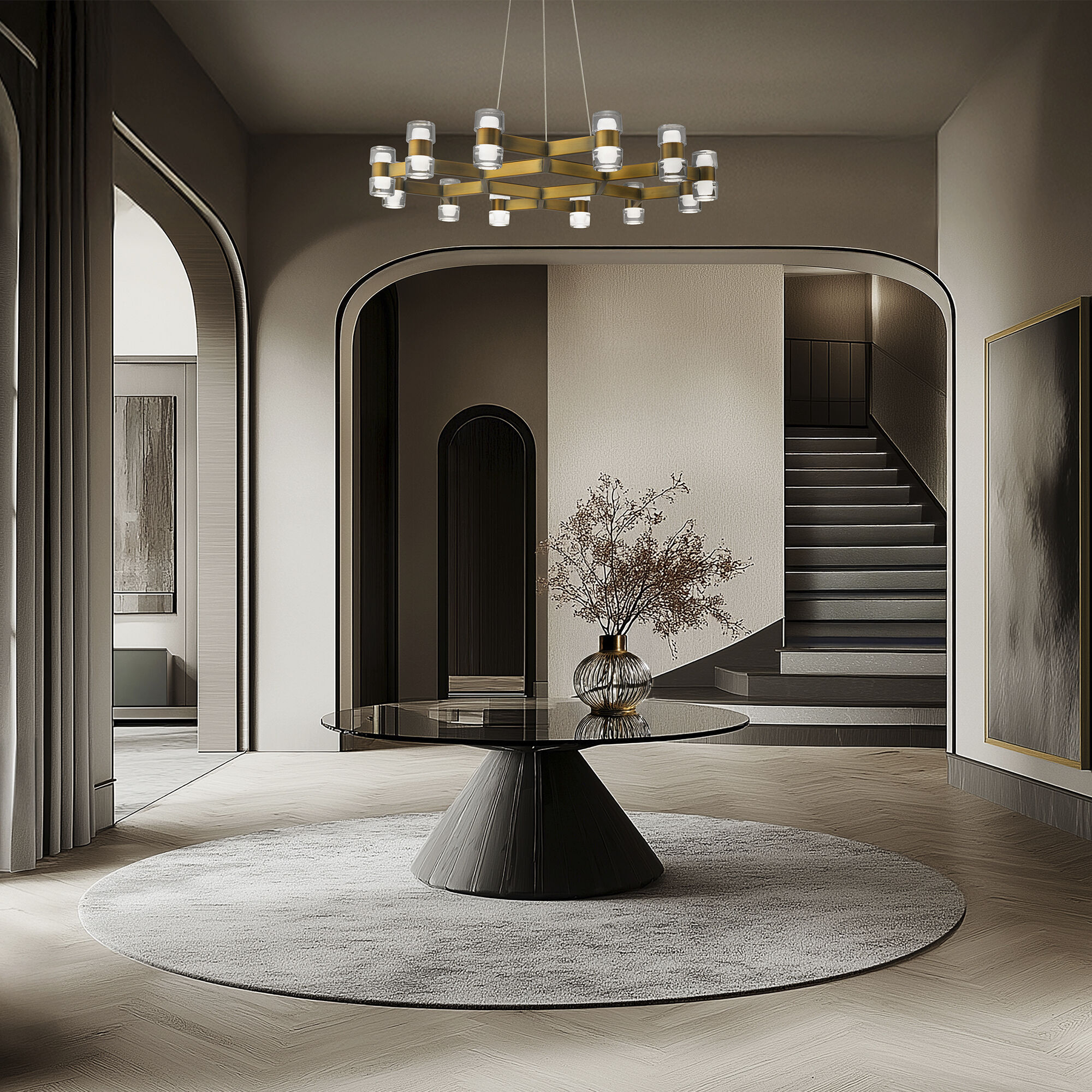 Dashe LED 36 inch Aged Brass Indoor Hanging Lighting Ceiling Light