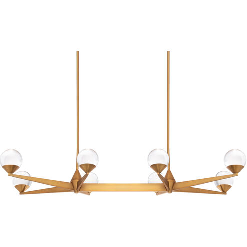 Double Bubble 8 Light 44 inch Aged Brass Linear Chandelier Ceiling Light
