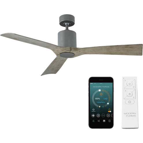 Aviator 54 inch Graphite and Weathered Gray with Weathered Gray Blades Downrod Ceiling Fan in Graphite Weathered Gray, Smart Ceiling Fan