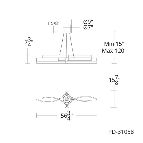 Arcs LED 8 inch Black Chandelier Ceiling Light
