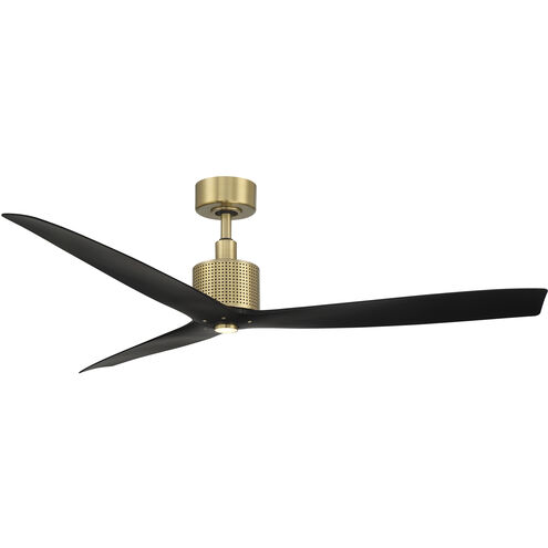 Spinster 60 inch Soft Brass Matte Black with Matte Black Blades Downrod Ceiling Fan