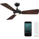 Mykonos 3 52 inch Bronze and Dark Walnut with Dark Walnut Blades Downrod Ceiling Fan in 2700K, Bronze Dark Walnut