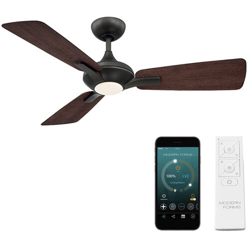 Mykonos 3 52 inch Bronze and Dark Walnut with Dark Walnut Blades Downrod Ceiling Fan in 2700K, Bronze Dark Walnut