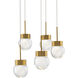 Double Bubble 5 Light 17 inch Aged Brass Multi-Light Pendant Ceiling Light