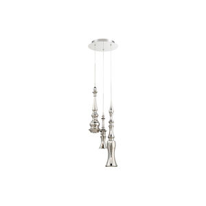 Hookah LED 12 inch Polished Nickel Chandelier Ceiling Light in 12in., Round, 3
