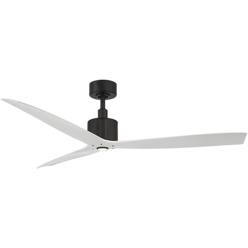 Spinster 60 inch Matte Black and Matte White with Matte White Blades Downrod Ceiling Fan in Matte Black Matte White