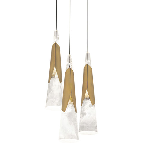 Kilt 3 Light 12 inch Aged Brass Multi-Light Pendant Ceiling Light