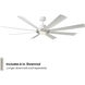 Aura 72 inch Brushed Nickel and Matte White with Matte White Blades Downrod Ceiling Fan in Brushed Nickel Matte White