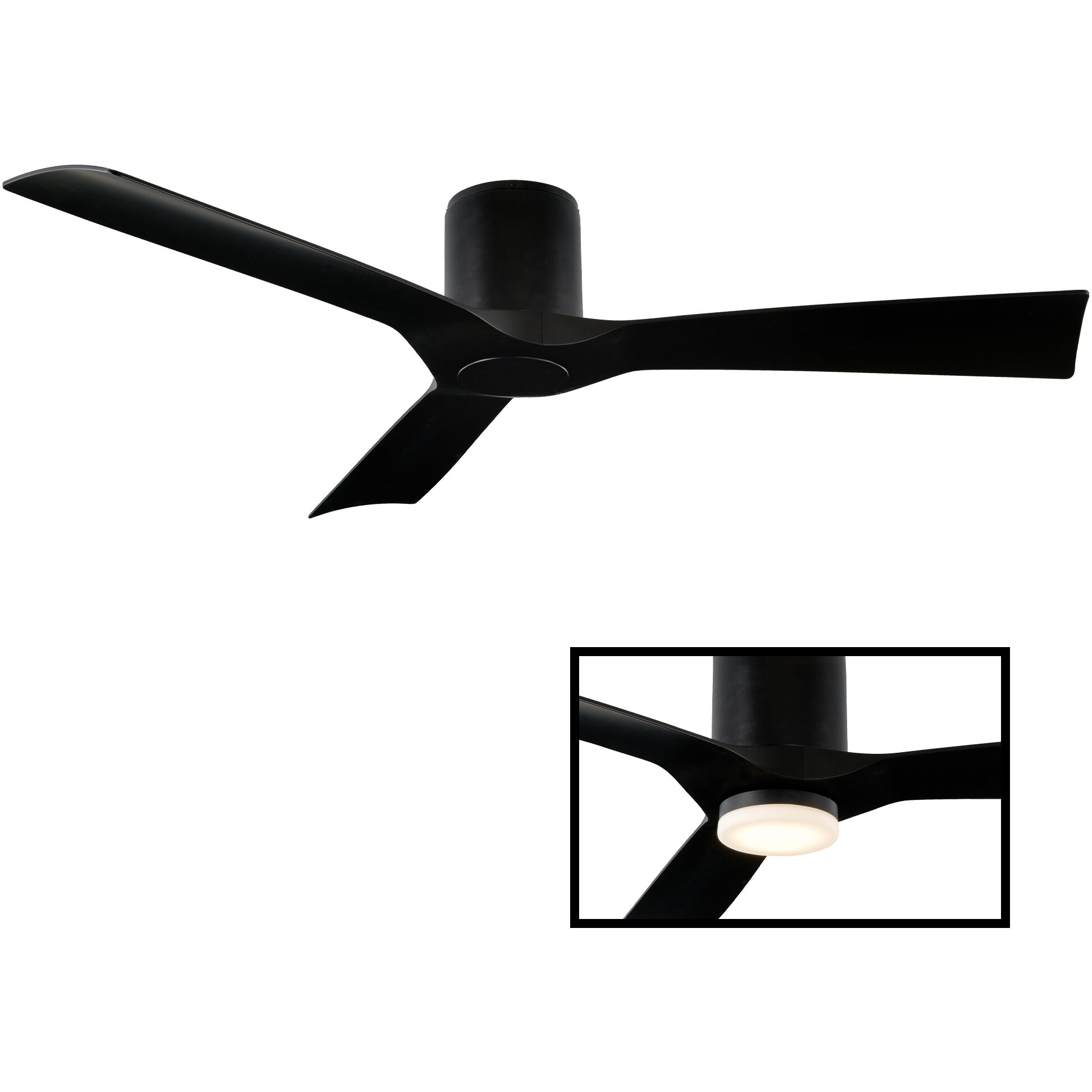 Aviator 54 inch Matte Black Flush Mount Ceiling Fan