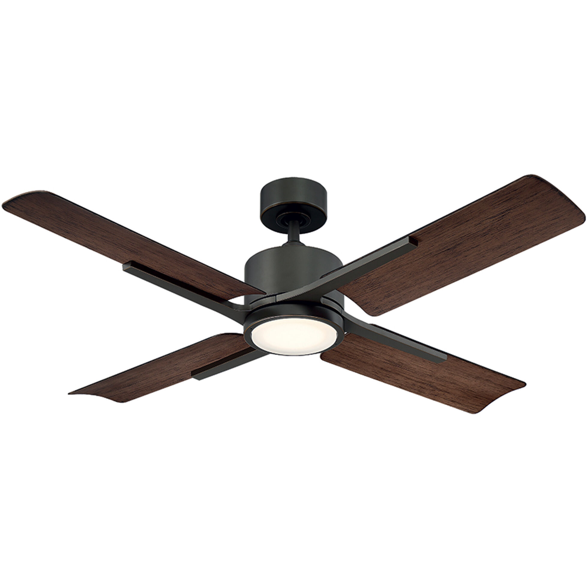 Cervantes 56 inch Oil Rubbed Bronze Dark Walnut with Dark Walnut Blades Downrod Ceiling Fan in 3000K, Smart Ceiling Fan