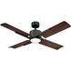 Cervantes 56 inch Oil Rubbed Bronze Dark Walnut with Dark Walnut Blades Downrod Ceiling Fan in 3000K, Smart Ceiling Fan