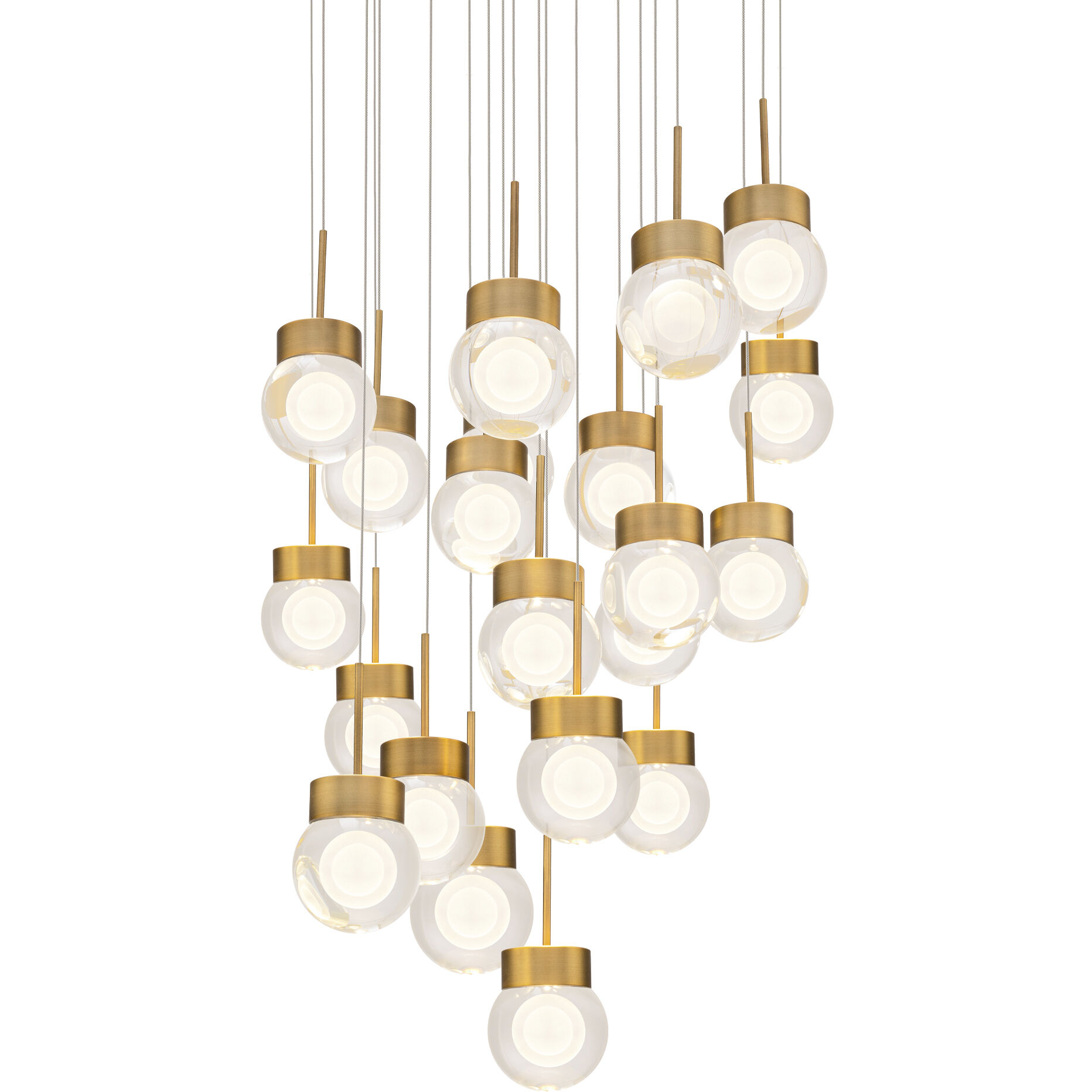 Double Bubble 21 Light 26 inch Aged Brass Multi-Light Pendant Ceiling Light