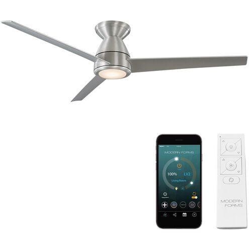 Tip Top 52 inch Brushed Aluminum Flush Mount Ceiling Fan in 3000K, Smart Ceiling Fan