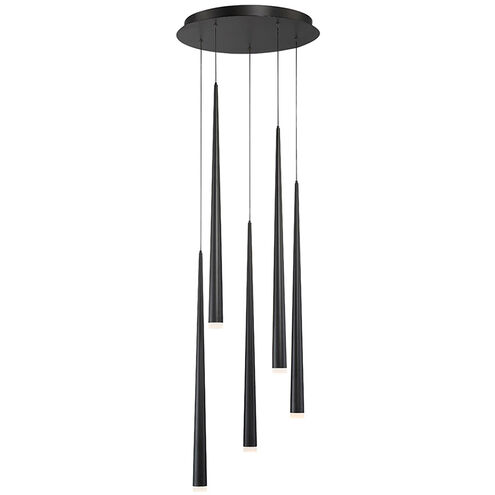 Cascade LED 17 inch Black Multi-Light Pendant Ceiling Light in 5, Round, 28in.